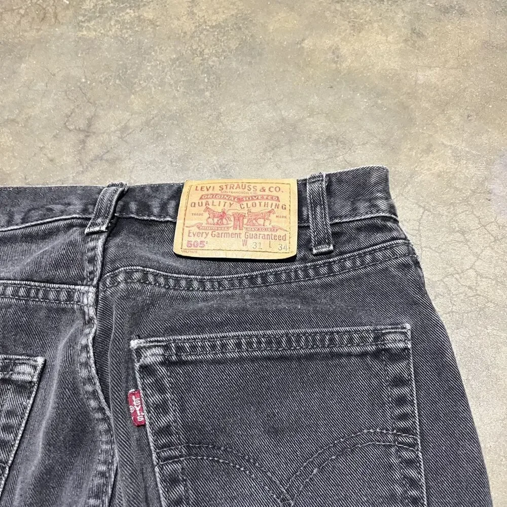 Vintage 90s Levi's 505 Black Regular Fit Jeans 30x34